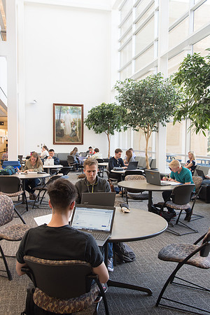 Students studying in the Ricks Building.