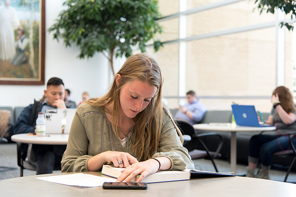 Students studying in the Ricks Building.