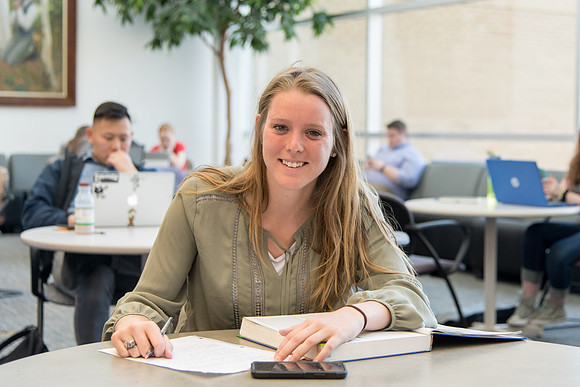 Students studying in the Ricks Building.
