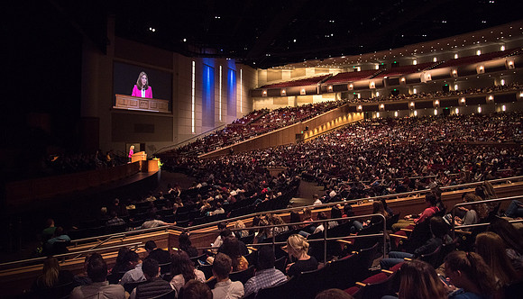 BYU-Idaho first devotional of Spring Semester. Sister Eyring addressing the students. Apr 2018