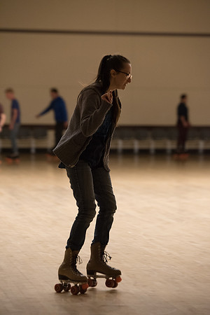Rexburg YSA 20th Ward opening social. Rollerskating and pizza in the Manwaring Center Ballroom. April 2018