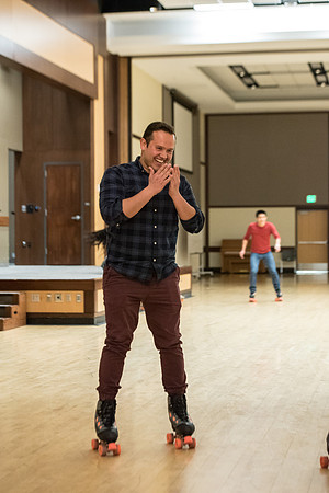 Rexburg YSA 20th Ward opening social. Rollerskating and pizza in the Manwaring Center Ballroom. April 2018
