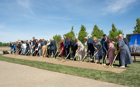 Teton River Temple Groundbreaking ceremony on a beautiful clear morning in North Rexburg, Idaho.