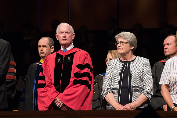 BYU-Idaho Graduation. Commencement. Elder Kim B. Clark during Commencement. Spring Sememster