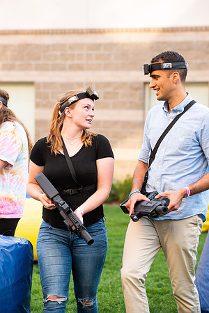Students gather at Center Square to play games and have treats at the end of the spring 2021 semester.