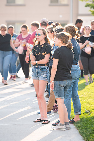 Students gather at Center Square to play games and have treats at the end of the spring 2021 semester.