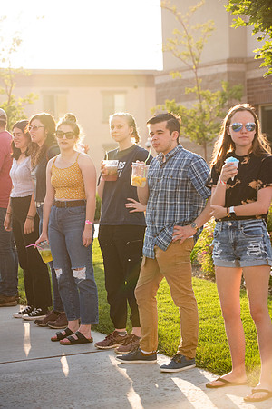 Students gather at Center Square to play games and have treats at the end of the spring 2021 semester.
