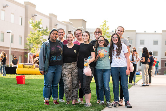 Students gather at Center Square to play games and have treats at the end of the spring 2021 semester.