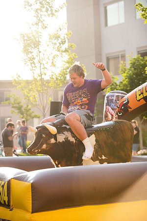 Students gather at Center Square to play games and have treats at the end of the spring 2021 semester.