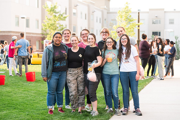 Students gather at Center Square to play games and have treats at the end of the spring 2021 semester.