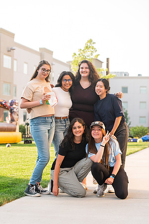 Students gather at Center Square to play games and have treats at the end of the spring 2021 semester.