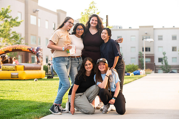Students gather at Center Square to play games and have treats at the end of the spring 2021 semester.