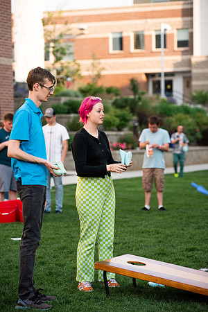 Students gather at Center Square to play games and have treats at the end of the spring 2021 semester.