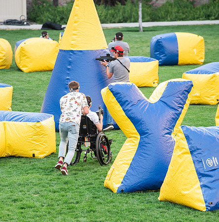 Students gather at Center Square to play games and have treats at the end of the spring 2021 semester.