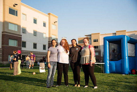 Students gather at Center Square to play games and have treats at the end of the spring 2021 semester.