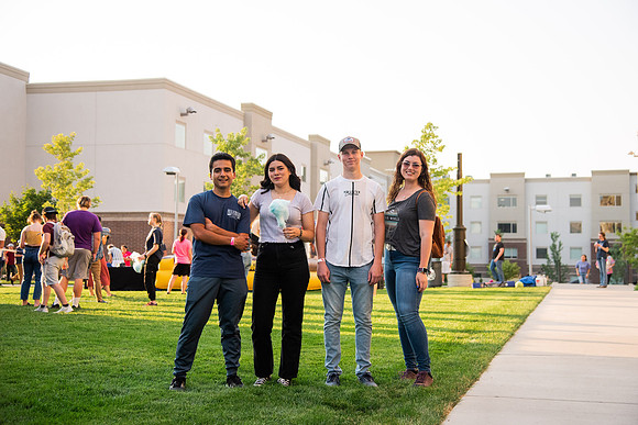 Students gather at Center Square to play games and have treats at the end of the spring 2021 semester.
