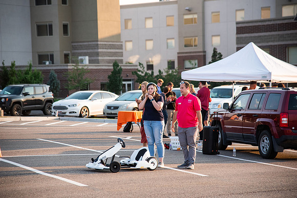 Students gather at Center Square to play games and have treats at the end of the spring 2021 semester.