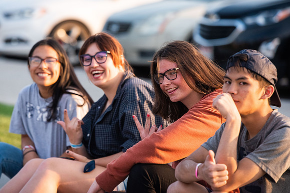 Students gather at Center Square to play games and have treats at the end of the spring 2021 semester.
