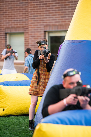 Students gather at Center Square to play games and have treats at the end of the spring 2021 semester.