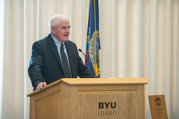 Emeritus Breakfast, Nov 2018, BYU-Idaho Alumni Award of excellence was awarded to Jon Beesley.