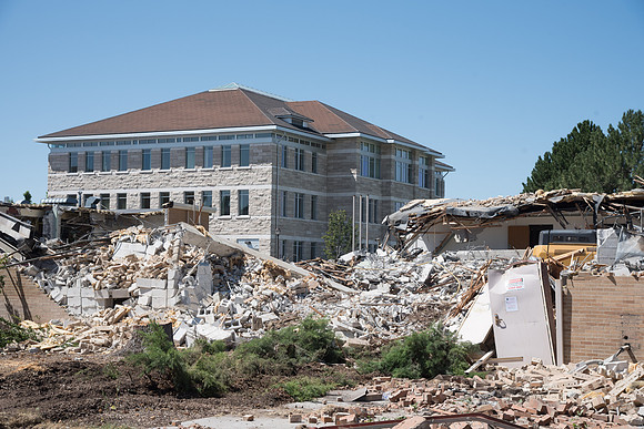 Big D Construction doing some major Destruction to the Kirkham Building.