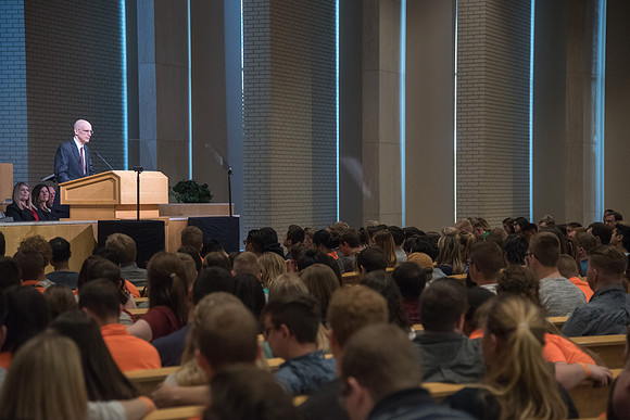 President Henry J. Eyring's welcome devotional for the new students of BYU-Idaho in the Taylor Chapel. April 2018