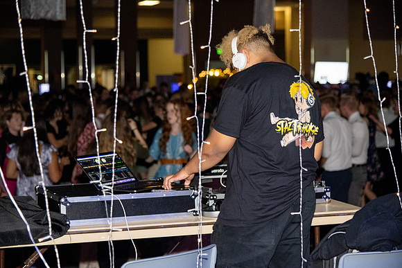 Students dance in the Manwaring Center Court.