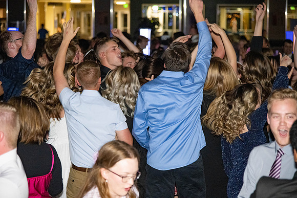 Students dance in the Manwaring Center Court.