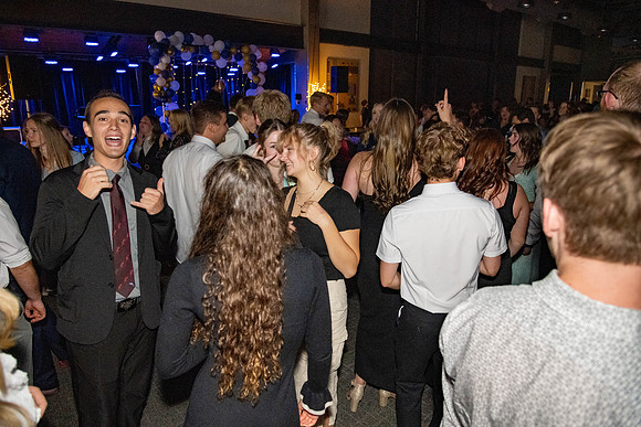Students dance in the Manwaring Center Court.