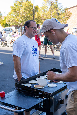 Students participate in the color run during spirit week, with free pancakes to follow.