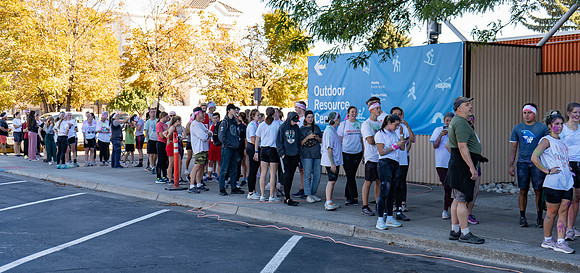 Students participate in the color run during spirit week, with free pancakes to follow.