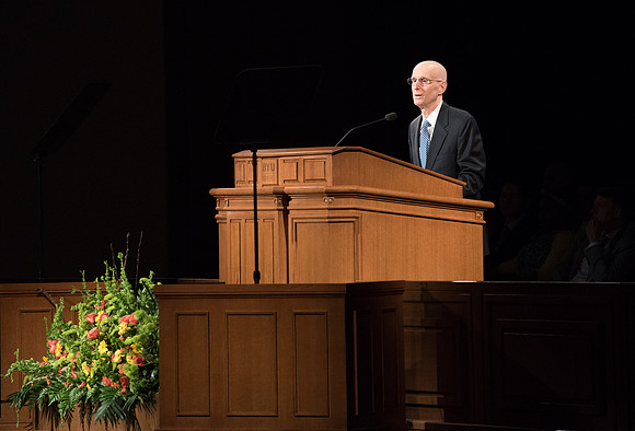 President Henry J. Eyring gives the Devotional address at the beginning of Spring Semester in the BYU-Idaho Center. April 2018