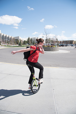 Students leaving the I-Center. April 2018