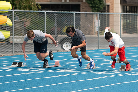 BYUI students and community members participate in a field day on campus during the spring 2021 semester.