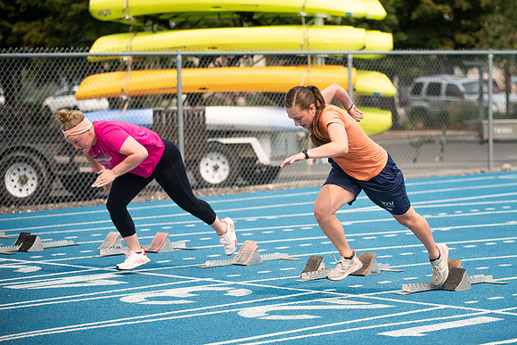 BYUI students and community members participate in a field day on campus during the spring 2021 semester.