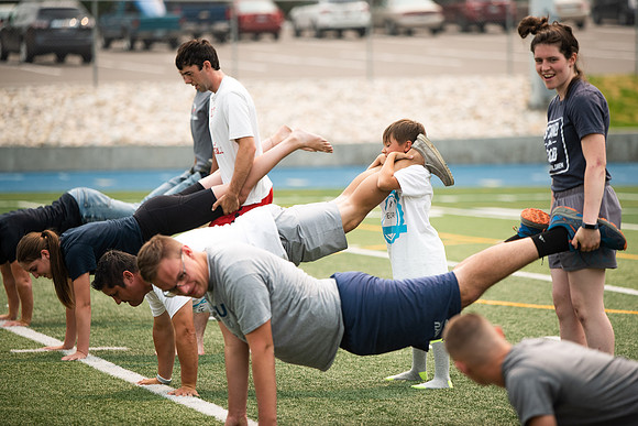 BYUI students and community members participate in a field day on campus during the spring 2021 semester.