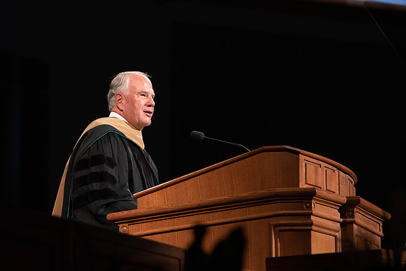 President Alvin F. Meredith's Inauguration. Elder Rasband addresses the Students.
