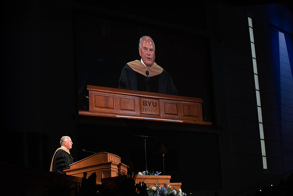 President Alvin F. Meredith's Inauguration. Elder Rasband addresses the Students.