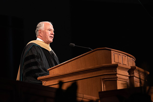 President Alvin F. Meredith's Inauguration. Elder Rasband addresses the Students.