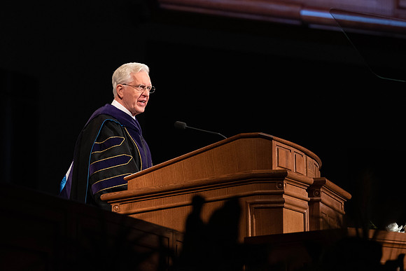 President Alvin F. Meredith's Inauguration. Elder D. Todd Christofferson concludes the ceremony.