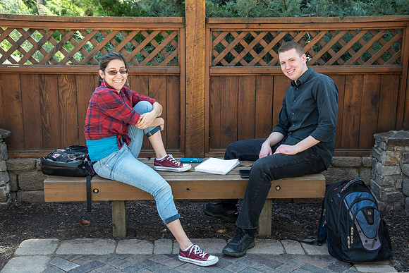 Students on campus, Spring Semester. April 2018