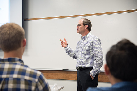 Students at a Agricultural Seminar in the Science & Technology Center Building, Spring Semester. April 2018