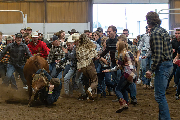 Students gather at the rodeo grounds to watch the spirit week rodeo.