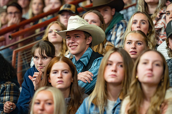 Students gather at the rodeo grounds to watch the spirit week rodeo.