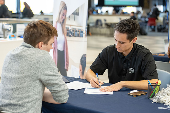 Mock interviews put on for students at the Career Center.