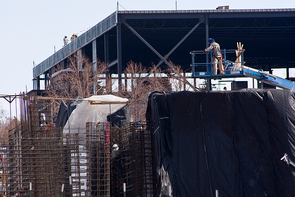 Construction on the Auditorium, later named the BYU-Idaho Center.