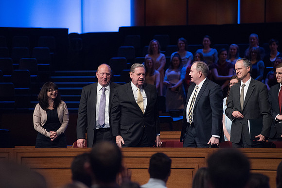 Jeffery R. Holland says goodbye to the crowd of married couples. May 2018
