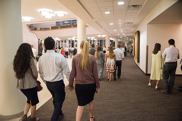 Married students leaving the BYU-Idaho Center after Devotional. May 2018