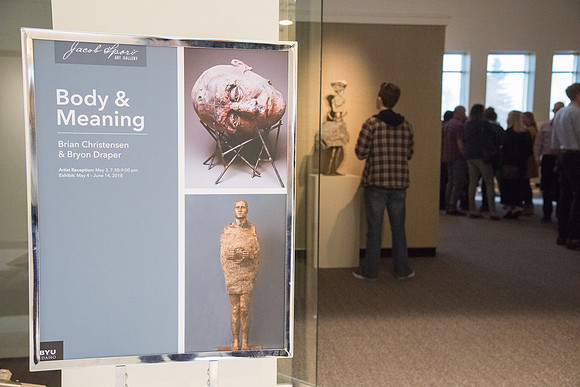 Opening Gallery Reception for the Body and Meaning Exhibit. Sculptures done by Brian Christensen and Bryon Draper in the Jacob Spori Gallery. May 2018