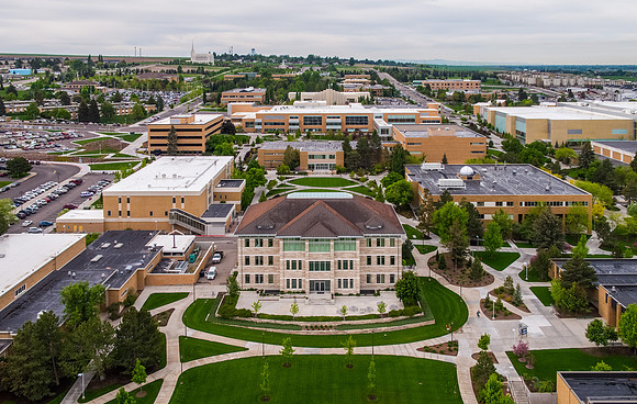 Aerial photo of BYU-Idaho campus looking South.